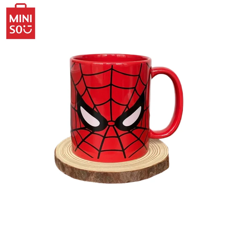 Miniso Marvel Spider-Man Animation Red Avatar Ceramic Cup Creative Personalized Retro Mug Water Cup Holiday Gift Wholesale