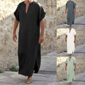 Islâmico tradicional jubba thobe homens abaya muçulmano robes dubai árabe kaftan roupas qamis homme árabe tu vestido hijab 8 principais vendas roupa masculina de dubai - №4