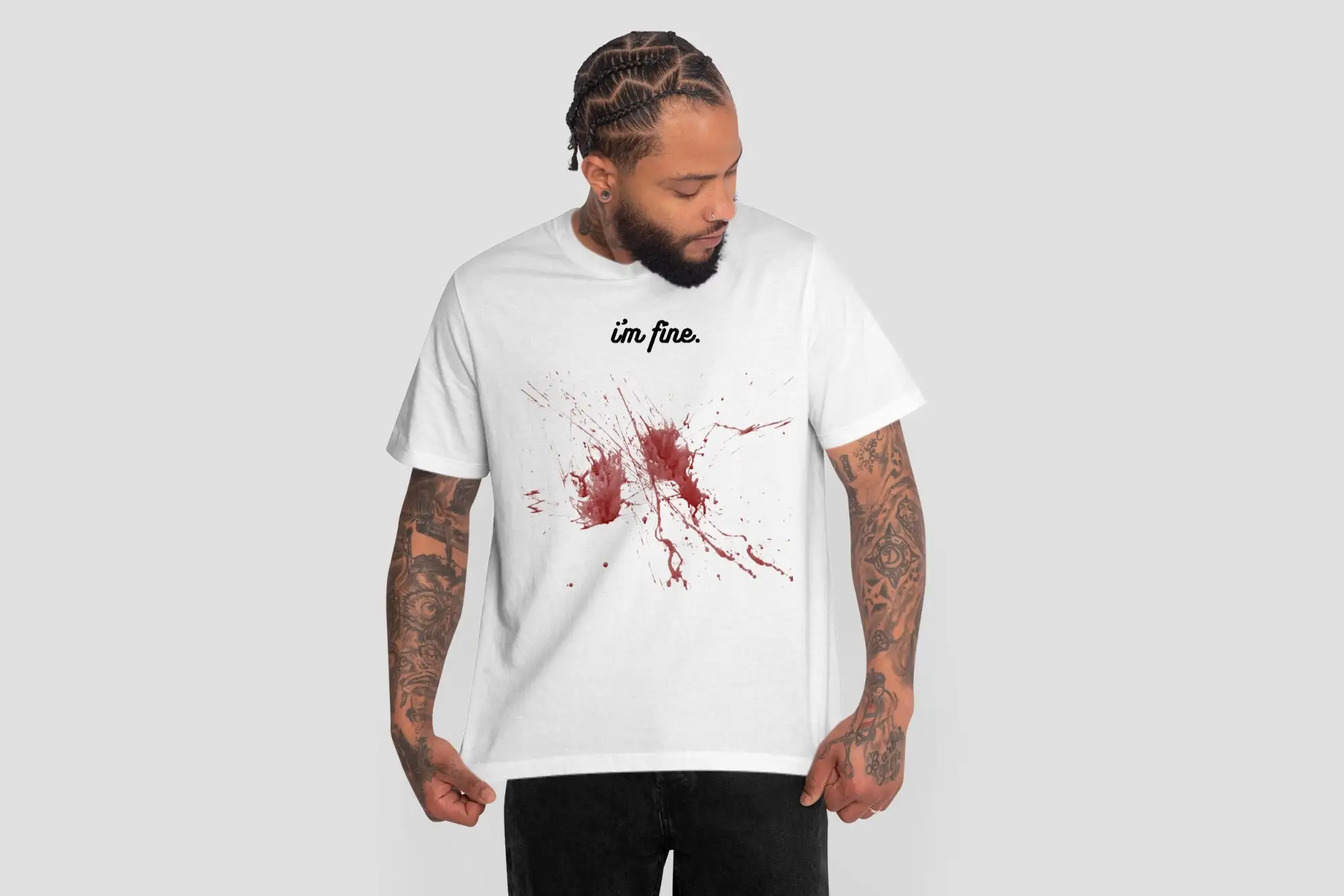 Halloween Horror Bloodstain Wound Blood Injury I'M Fine T Shirt