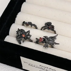 2025 Trendy Game Love And Deepspace Sylus Cosplay Black Crow Rings Jewelry Punk Charm Hip Hop Accessories Halloween Prop