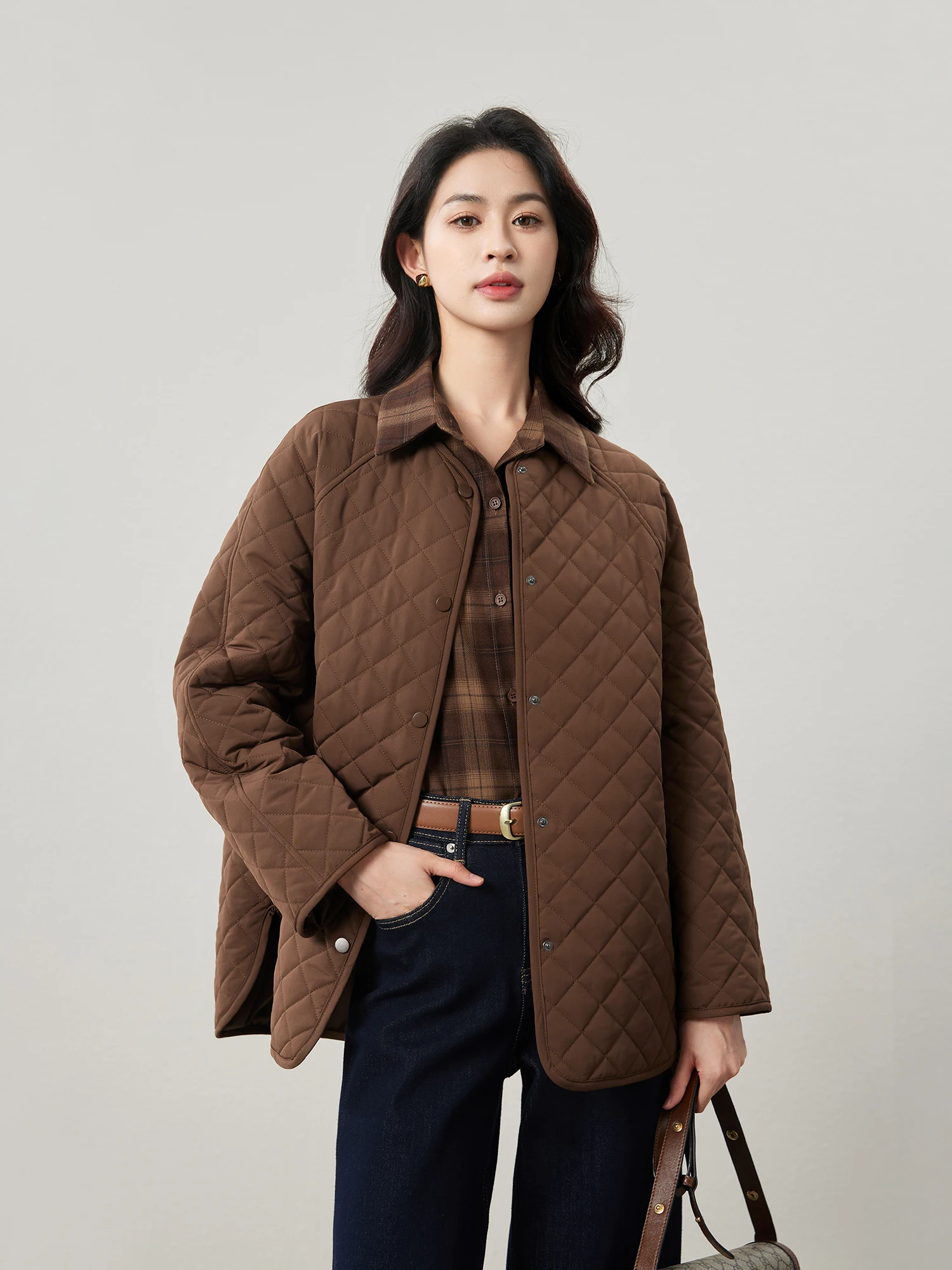 

MIJOR Quali Легкое хлопковое пальто с подкладкой и ромбовидной вышивкой Oversize oulder Sve round Ne Зимнее пальто на одной пуговице