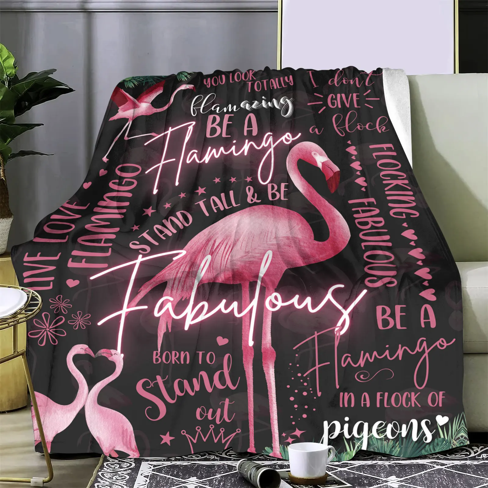 

Pink Flamingo Blanket Cartoon Flamingo Throw Blanket Cozy Blanket for Office Sofa Blankets Bedspread Girl Gift Ins Style Decor