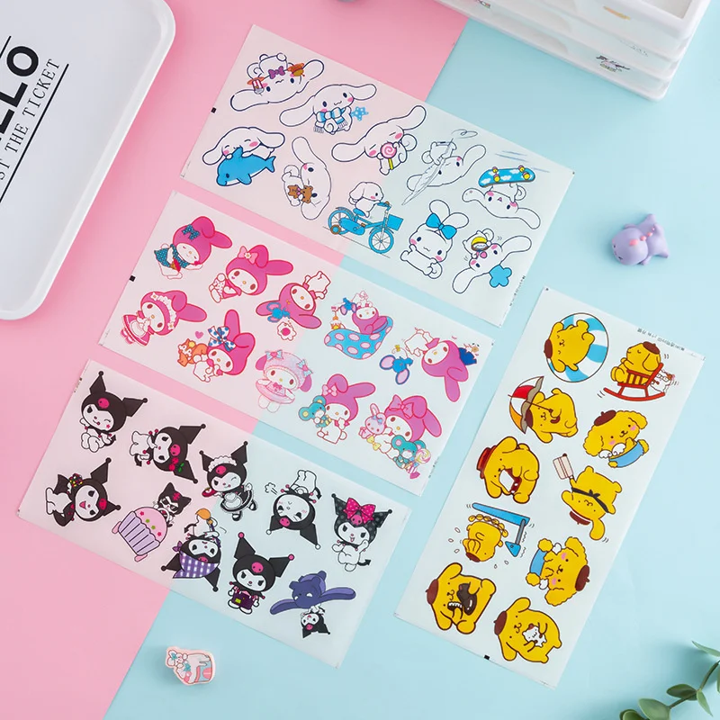 60pcs/lot Sanrio Kuromi Melody Cinnamoroll PomPomPurin Stickers Cute Scrapbooking DIY Diary Decorative Sticker Album Stick Label