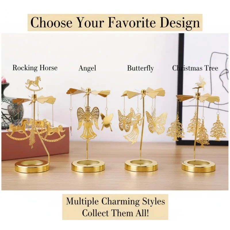 

Candle Holder Spinning Elegant Gold Carousel Horse Lantern Metal Windmill Creative Decoration Unique Gift And Party Favor New