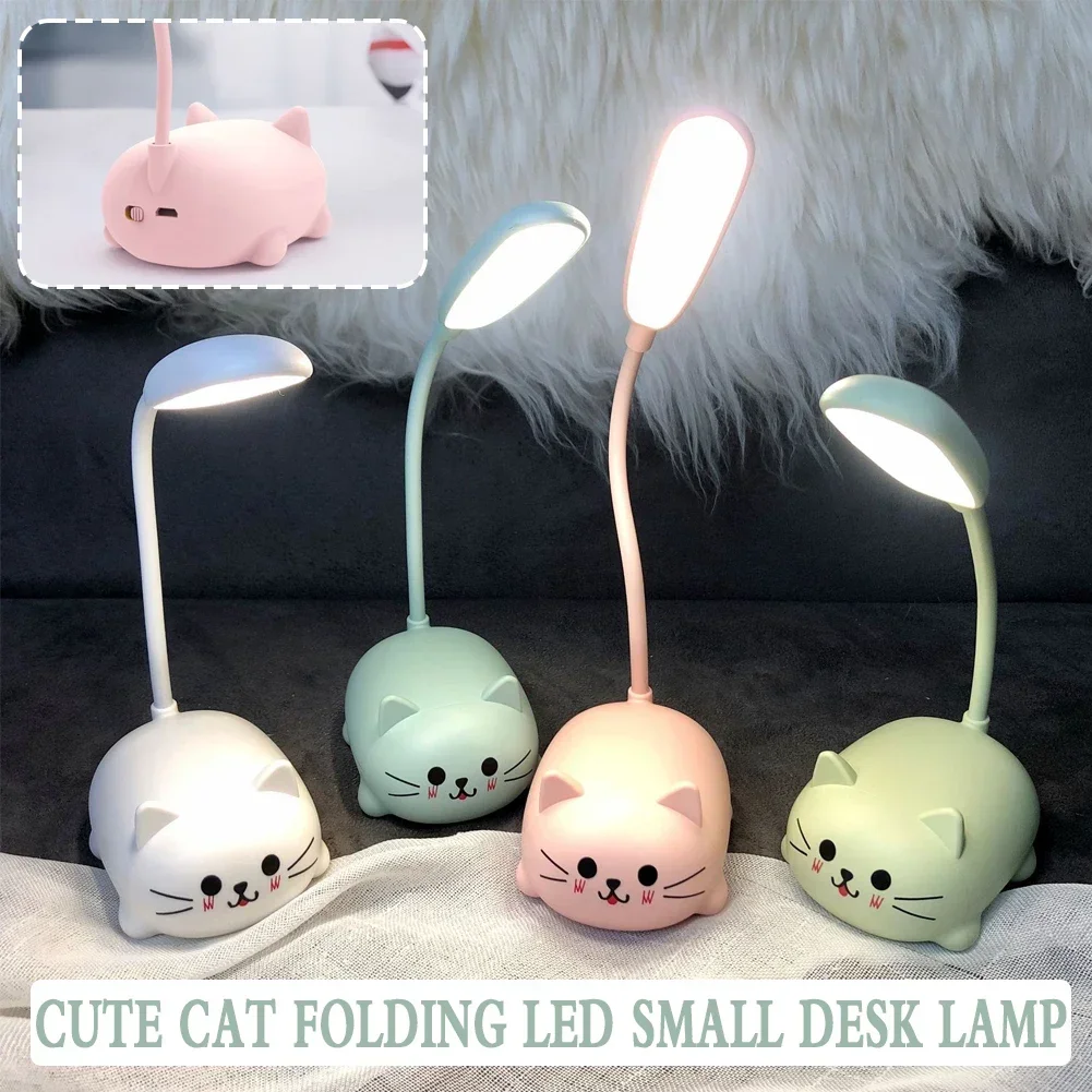 Mini luz nocturna con forma de cerdo para mascotas, lámpara LED plegable con carga USB, lámpara de mesa pequeña para aprendizaje de estudiantes, protección ocular, lámparas para libros, decoración de cabecera