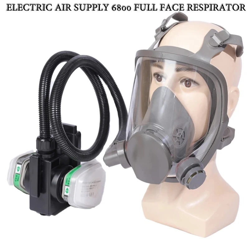 

6800 Full Face Electric Powered Air Supply Mask Chemical Gas Respirator Work Safety For Industrial Welding Painting Spraying