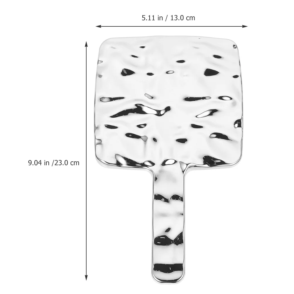 Women Handheld Mirror Luxury Mirror High Definition ABS Material Stylish Electroplated Silver Lightweight Portable