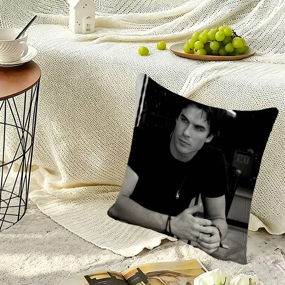 Damon Salvatore  Square Double-Sided printed Pillow Case Bedroom Bedside Pillow Sofa Cushion Cover