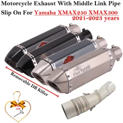For Yamaha XMAX 250 300 XMAX250 XMAX300 2021 - 2023 Motorcycle Exhaust Escape Systems Modified Muffler 51mm Carbon Mid Link Pipe