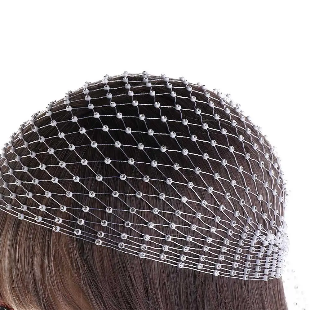 Hollowed Out Girl Hair Accessories Hair Nets Summer Bling Turban Women Hair Scarf Rhinestone Headband Mesh Head Scarf Cap