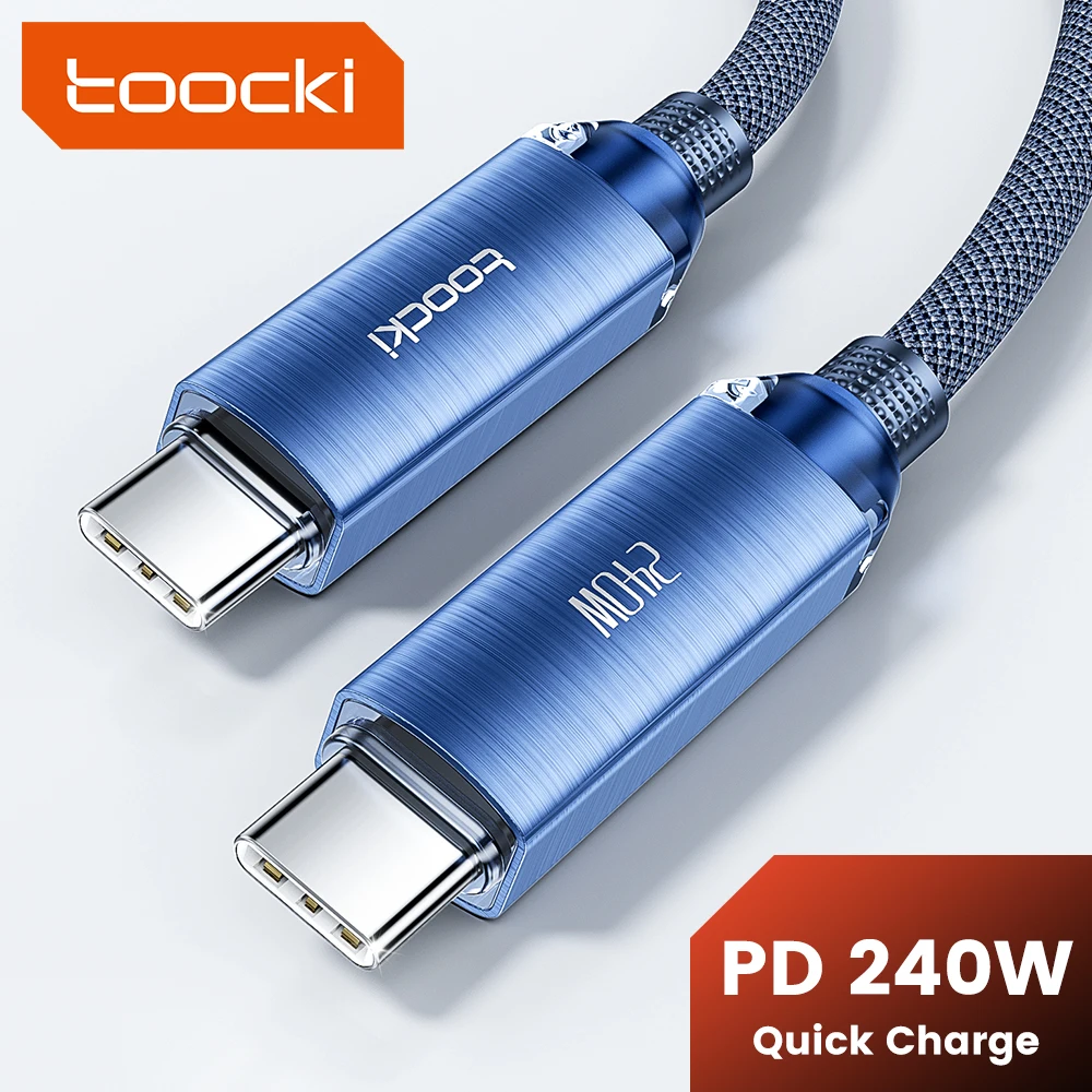 Toocki 240W Kabel USB C do typu C Super szybkie ładowanie PD Kabel do transmisji danych typu C do iPhone Xiaomi Samsung Huawei PC Macbook