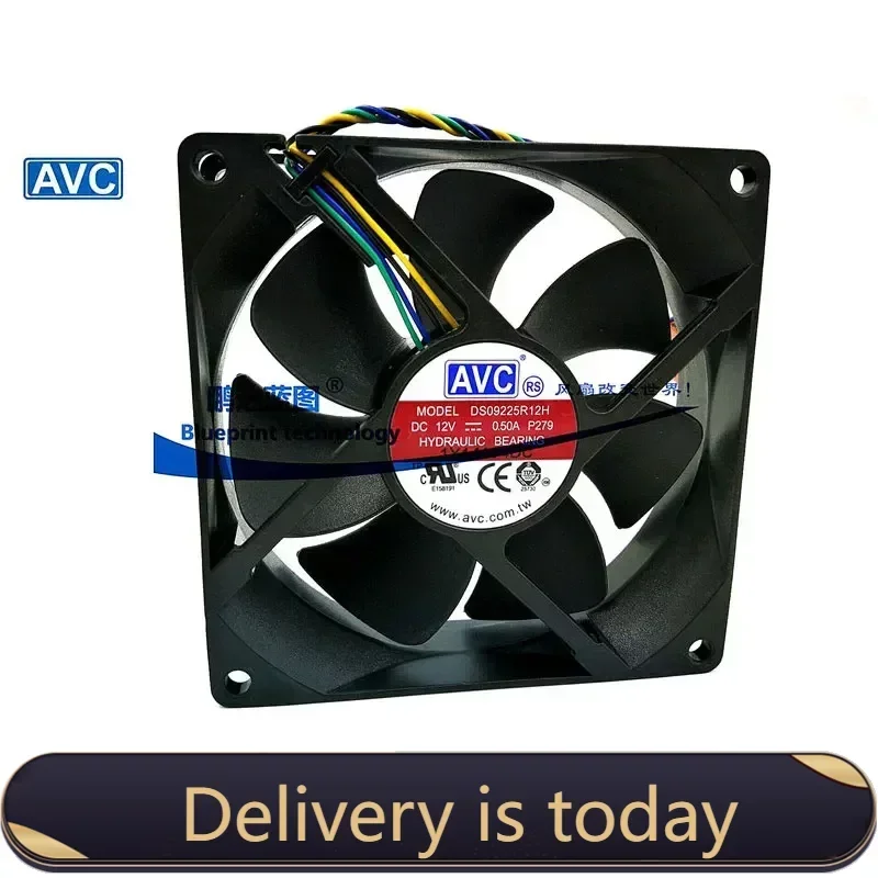 Ventilador de refrigeração original avc 9025 92mm 90mm 12v 0,5a 90*90*25mm 92*92*25mmventilador para cpu ventilador de refrigeração ds09225r12h com pwm 4 pinos