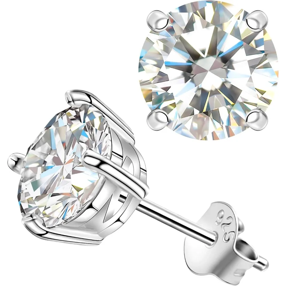 Moissanite Stud Earrings for Women, Lab Created Diamond Solitaire Earrings Gold Vermeil 925 Sterling Silver Jewelry Gift Women M