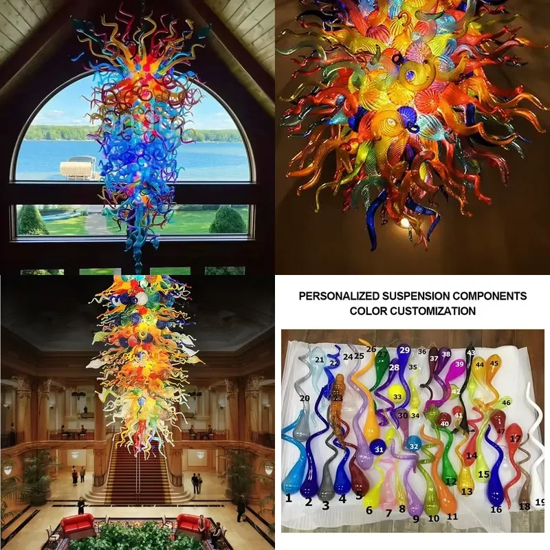 Modern Style Hand Blown Multicolor Glass Material Indoor Chandeliers Modern Pendant Light for Indoor Decoration
