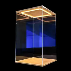 Acrylic Display Cabinet with Ring LED Lights for Action Figure, Assemble Storage Box with Door for Car Models and Collections