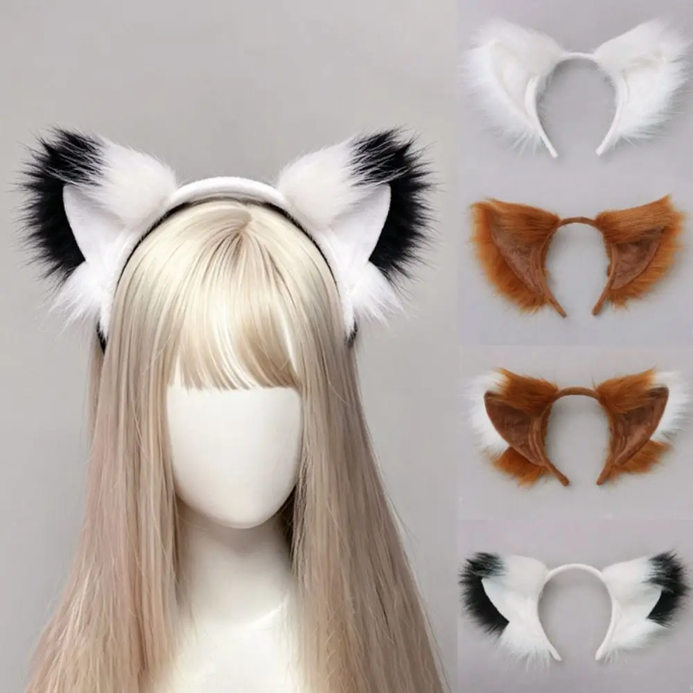 Multicolor Faux Fur Cat Ears Flexible Lightweight Cosplay Ears Hair Hoop Japanese Style Comfortable Animal Headband