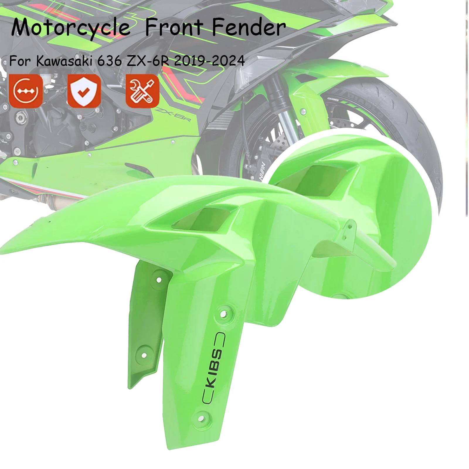 

Motorcycle Front Fender ABS Carbon Fiber Pattern Fender Fairing For Kawasaki 636 ZX-6R 2019-2024 Mudguard Splash Guard