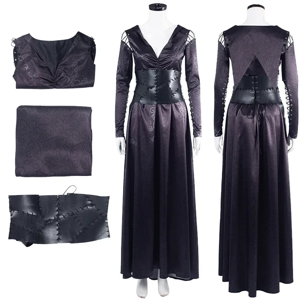 

Bellatrix Cosplay Lestrange Fantasy Girdling Dress Magic Movie Witch Bella Costume Disguise Adult Women Roleplay Fantasia Outfit