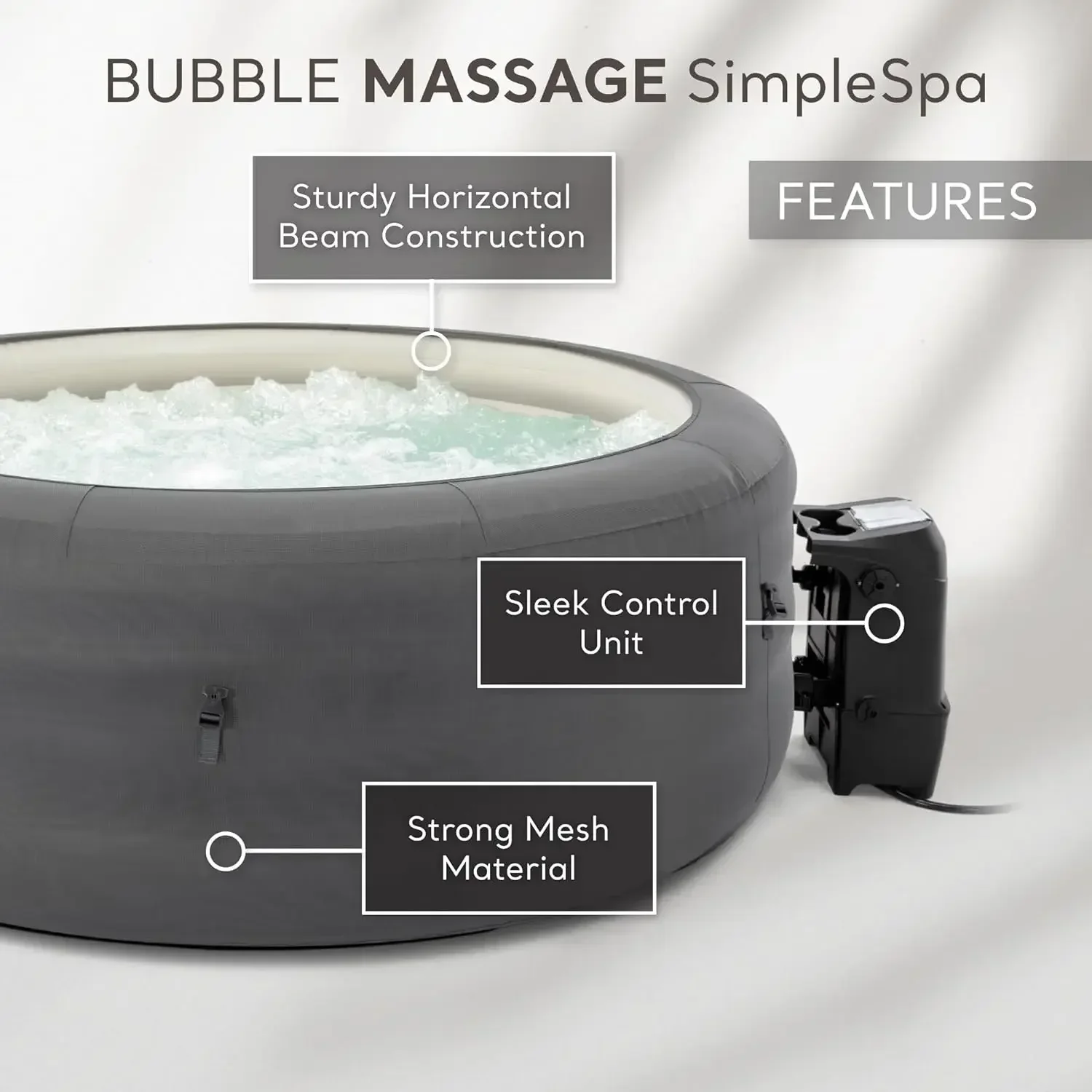 SimpleSpa Bubble Massage Inflatable Round Hot Tub Relaxing Outdoor Water Spa with Soothing Jets Insulated Cover