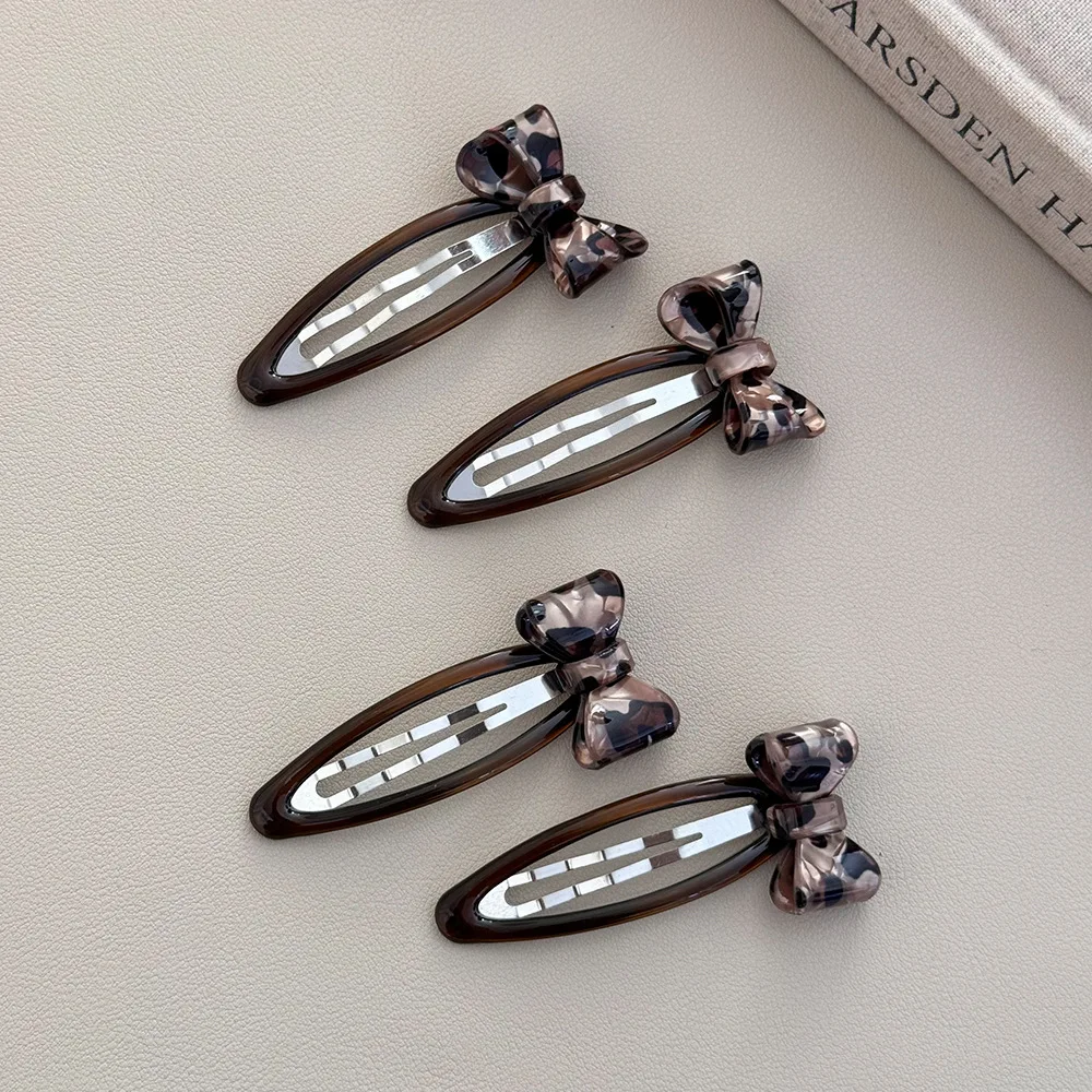 

Корейский леопардовый принт, кошка, кофейный бант, заколка для волос, женские аксессуары для волос, заколка с боковой челкой