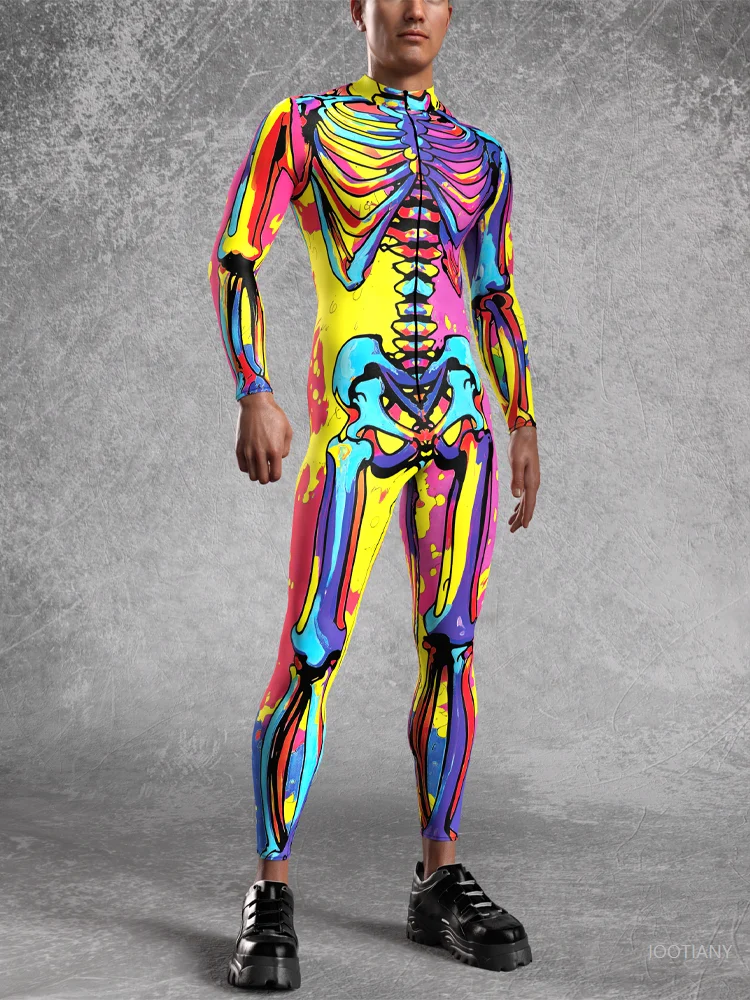 Halloween Carnival Horror Men's Tights Imitation Skeleton Human Body Structure Jumpsuit 3D Printing Party Role Playing Costume