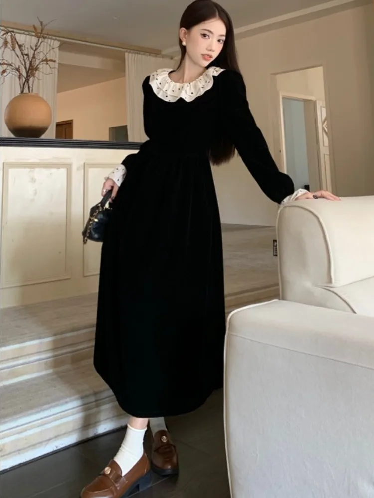 Dresses Women French Hepburn Style Temperament Ruffled All-match Fashion Chic Advanced Elegant High Waist Tender Aesthetic Daily