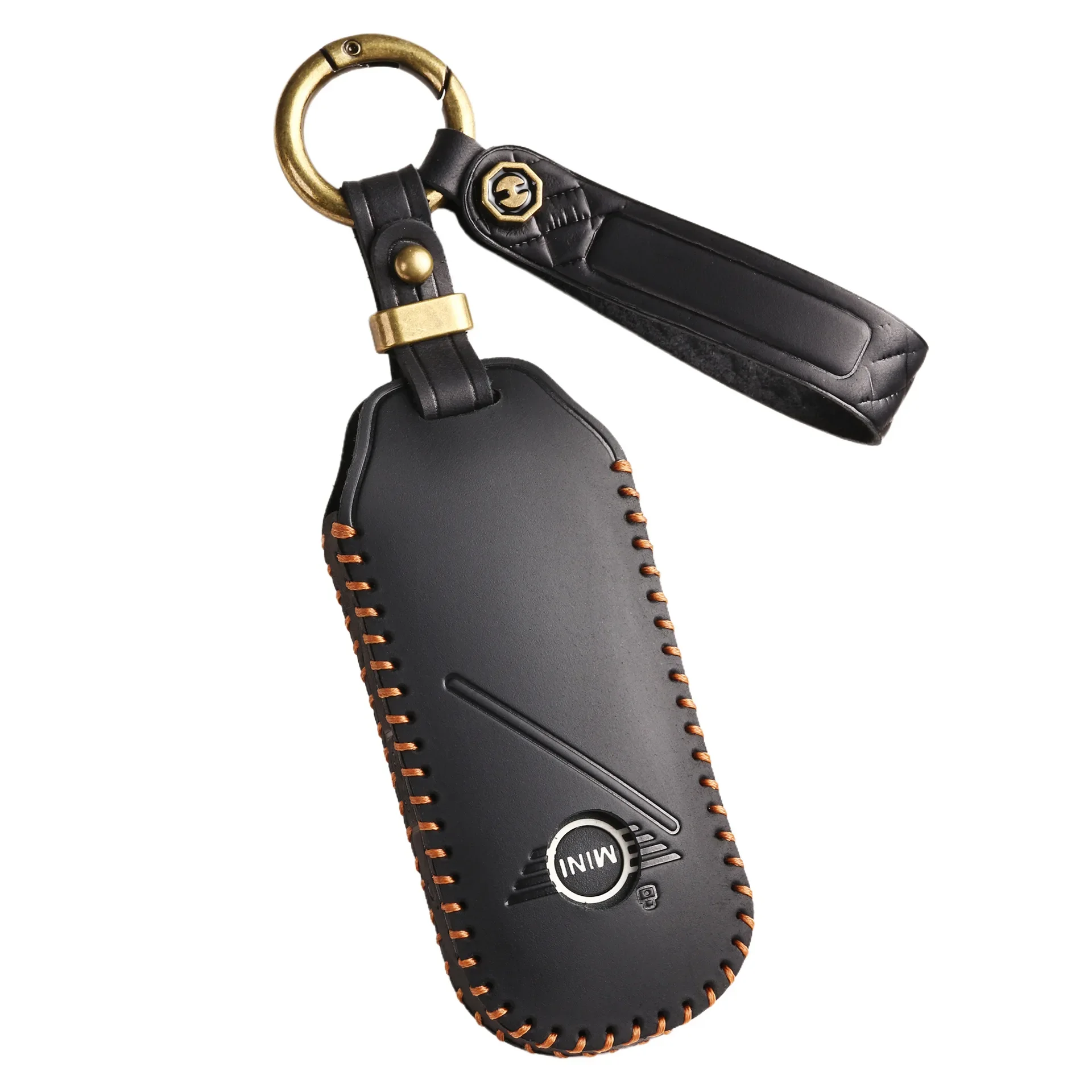 Leather Car Fob Key Case Cover Protector for Bmw Mini Countryman Cooper One 2023 2024 Remote Accessories Holder Shell Keychain
