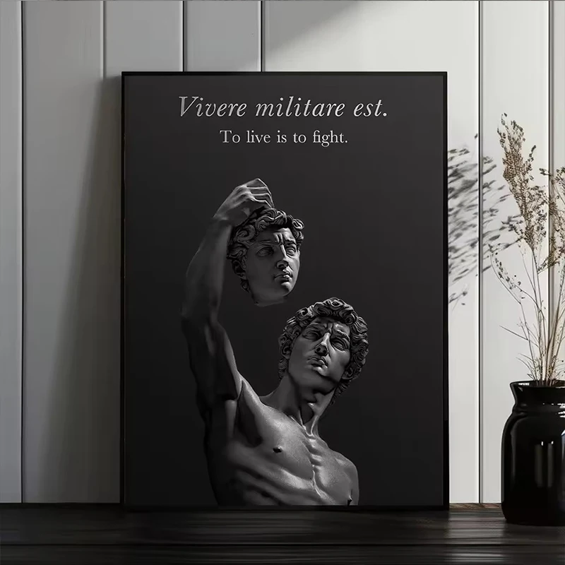 Alexander the Great Quote Motivational Wall Art Spartan Warrior Ancient Greek Canvas Poster Bronze Statue Sculpture Room Decor