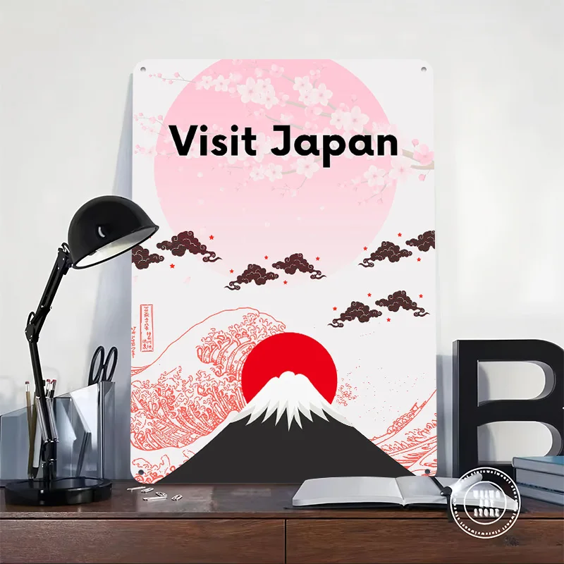 Visit Japan Travel Tin Plaque Poster Customized Retro Wall Art Vintage Metal Signs for Room Home and Decoration Gaming Wand Deko