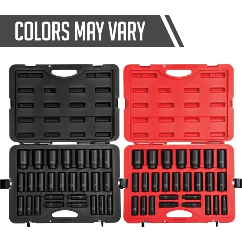 1/2 بوصة محرك مجموعة مقابس التأثير العميق متري 10-36 مللي متر 26 قطعة الكروم الموليبدينوم الصلب حقيبة للتخزين #2