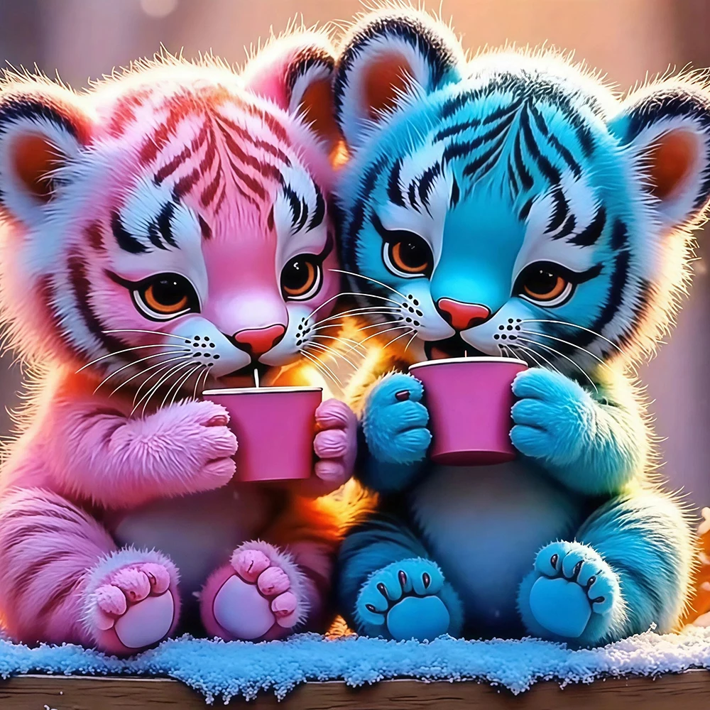 EverShine DIY Diamant-Stickerei Tiger Mosaik Tier Voll-Diamant-Malerei-Set Cartoon Kunsthandwerk Kunstbedarf Heimdekoration