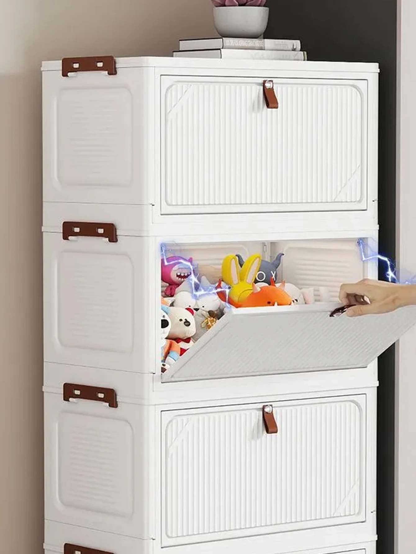 تركيب مجاني لملابس الأطفال والوجبات الخفيفة، خزانة تخزين بلاستيكية قابلة للطي لصندوق تخزين غرفة الأطفال متعدد الأطفال الرضع