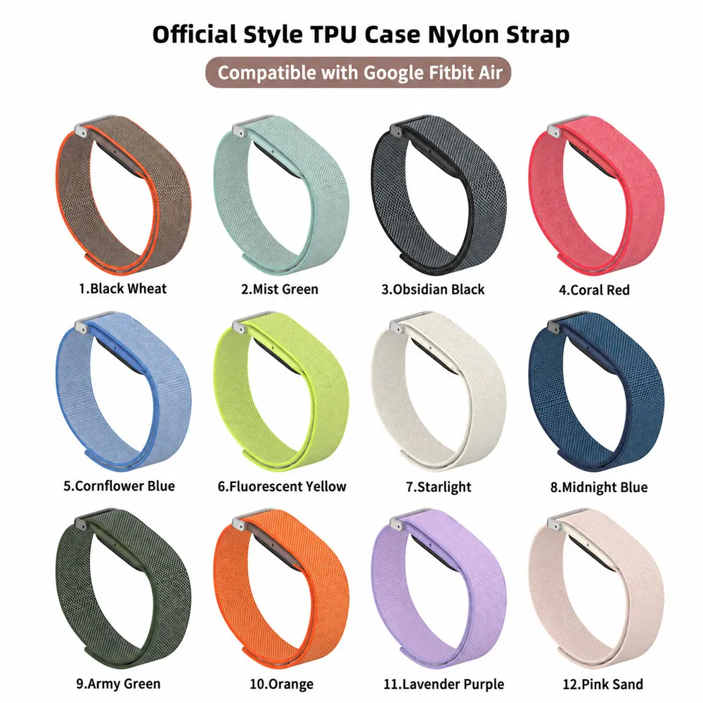 Woven Nylon TPU Case Strap for Google Fitbit Air Adjustable Nylon Wristband Premium Nylon Breathable Soft Durable Watch Band