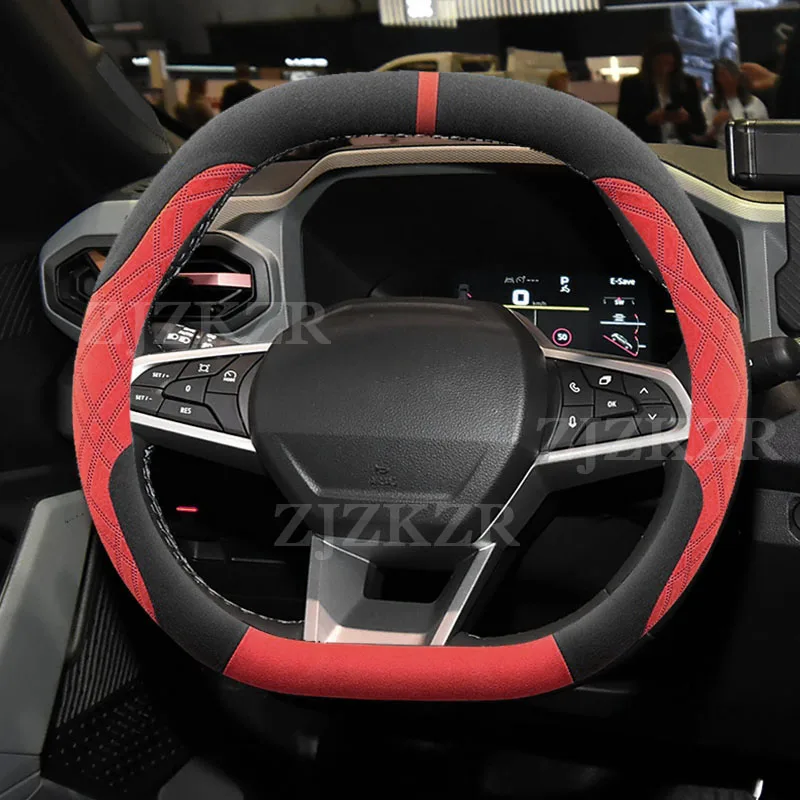 For Dacia Duster 2024 2025 2026 Suede Car Steering Wheel Cover Anti Slip Sweat Absorbing Special Interior Autocar Accessories