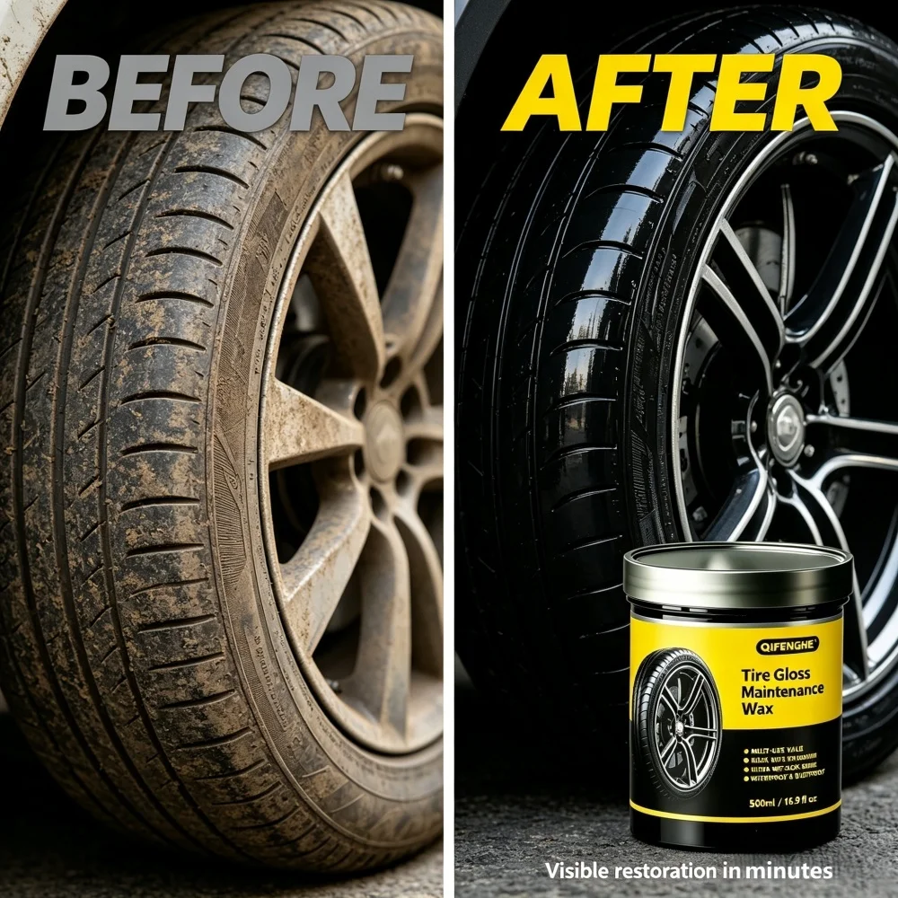 500ml Tire Gloss Wax Multi-Use Rust And Grime Remover for Ultra Wet-Look Shine Car Tire Cleaner