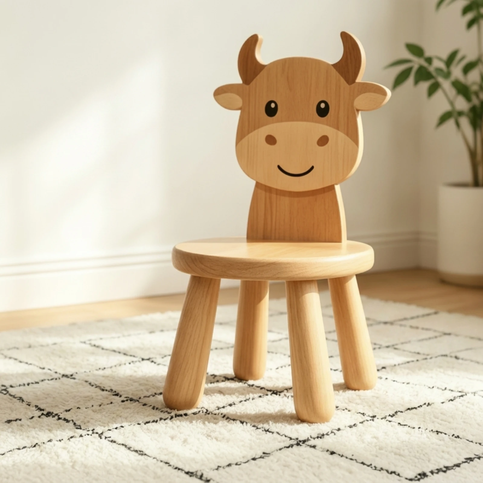 Stool with Backrest Sturdy Kids Stool Furniture Compact Child-Friendly for Toddlers, Entryway, Playroom