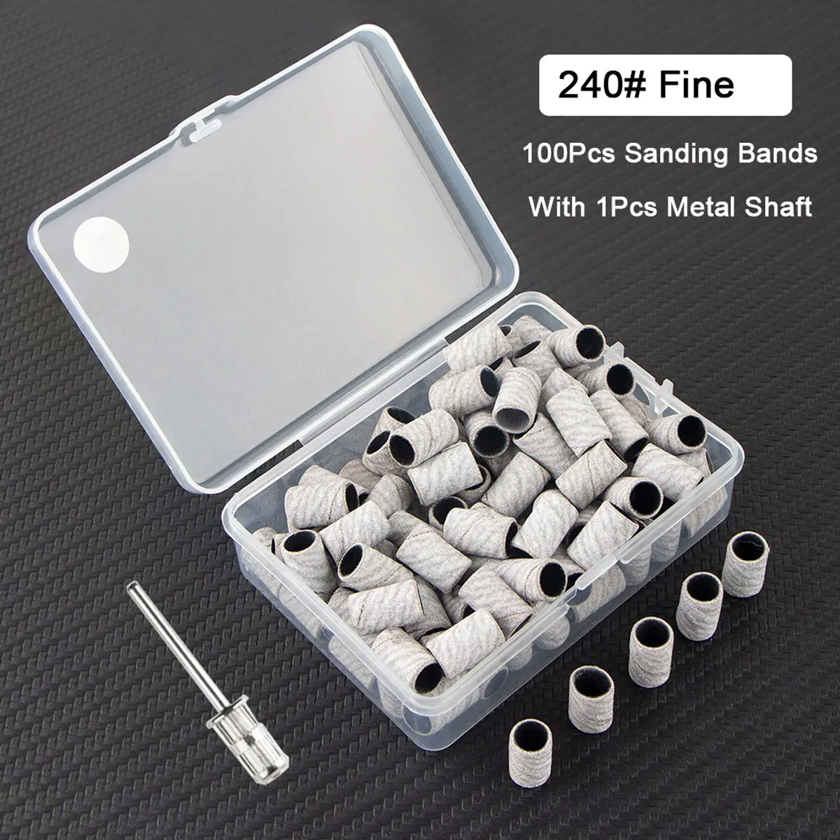 100 قطعة العصابات الرملي مع 1 قطعة رمح معدني مجموعة مسمار لقمة ثقب لإزالة هلام طلاء الأظافر الجلد الميت النسيج القاطع مثقاب الخشب