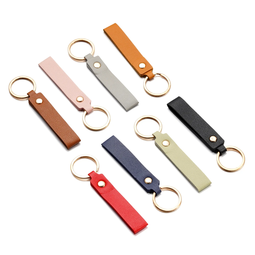 5pcs/lot PU Leather Keychain Business Gift Leather Key Chain Men Women Car Key Strap Waist Wallet Keyring For DIY Jewelry Making