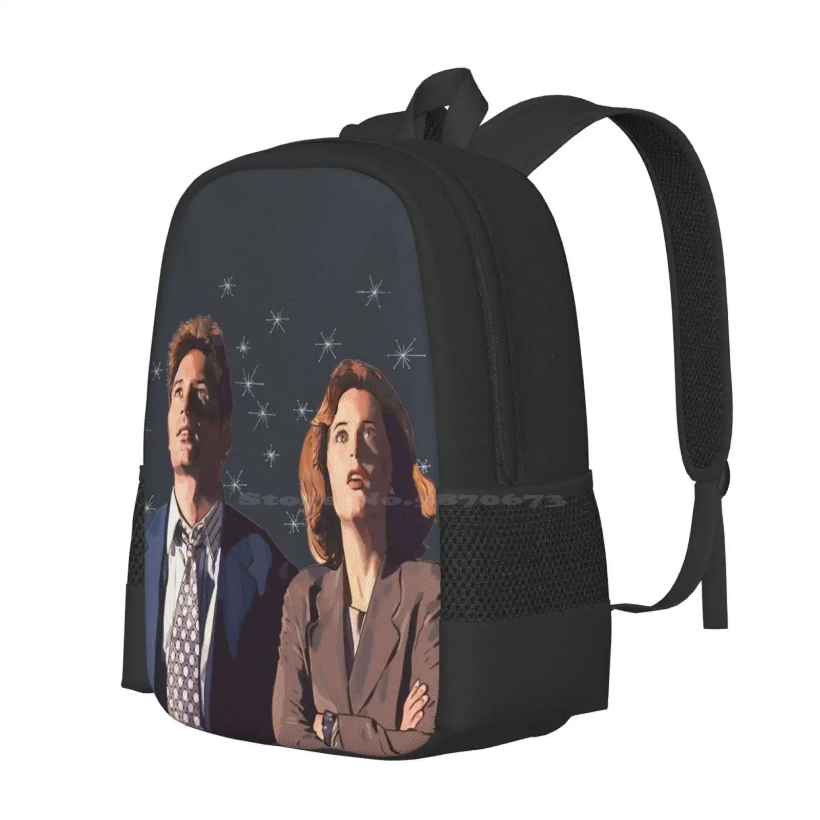 The X Files Deep Throat Fox Mulder And Dana Scully Large Capacity School Backpack Laptop Bags Xfiles Txt Fox Mulder Dana Scully