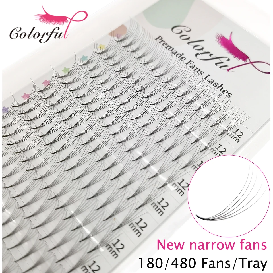 New Narrow Premade Fans Lash Extensions Large Capacity 180/480 Fans Thin Pointy Base Promade Russian Volume Fans 5D 6D 8D Lashes