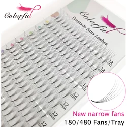 New Narrow Premade Fans Lash Extensions Large Capacity 180/480 Fans Thin Pointy Base Promade Russian Volume Fans 5D 6D 8D Lashes