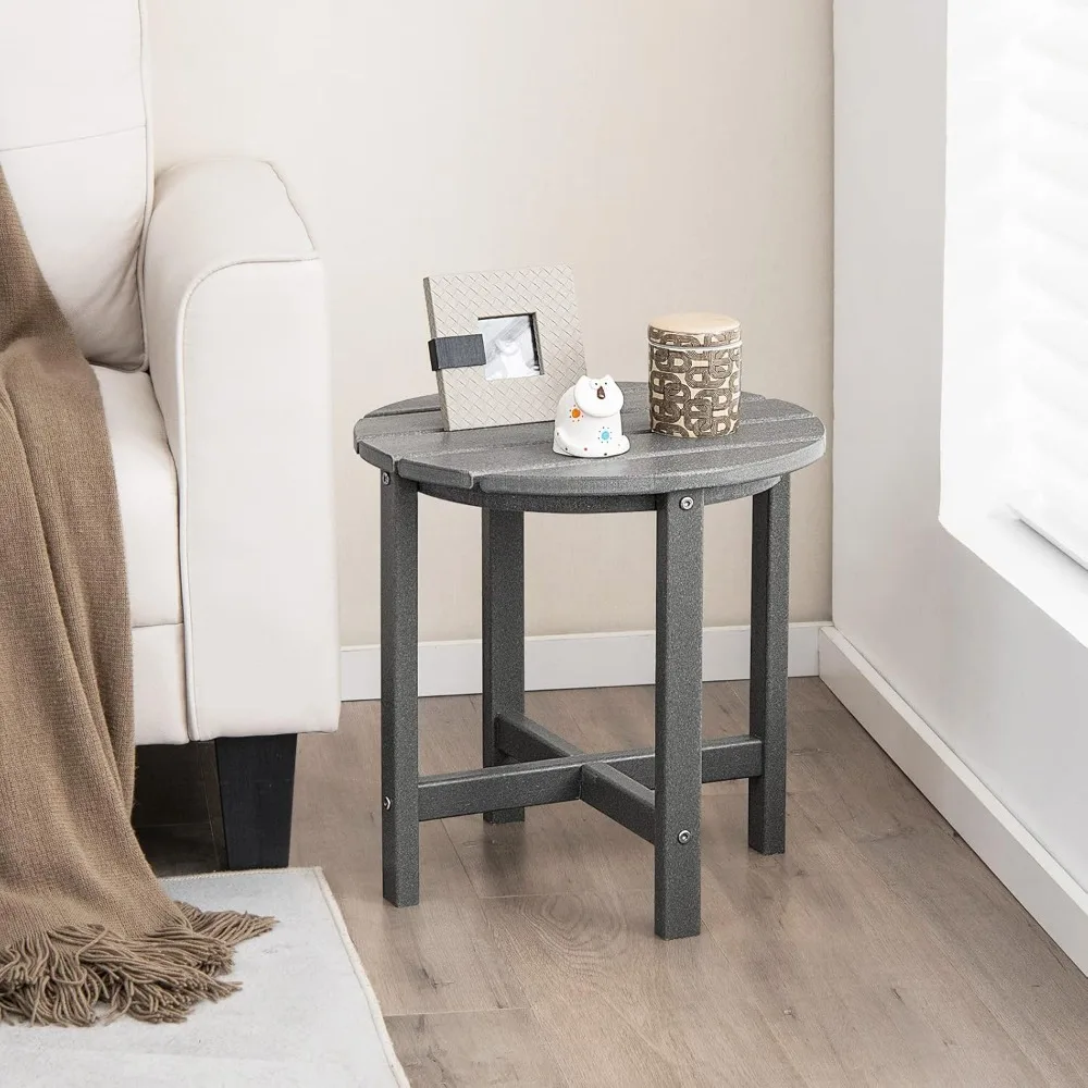 Round Outdoor Side Table, 18 Inch Weather Resistant HDPE Adirondack Table, Outdoor Indoor Chairside End Tables, Customized