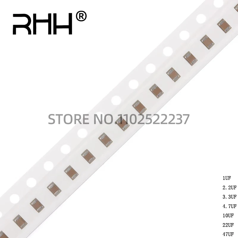 100pcs/SMD/Chip ceramic capacitor 0805 1UF 2.2UF 4.7UF  10UF  22UF 47UF 10V 16V 25V 10%