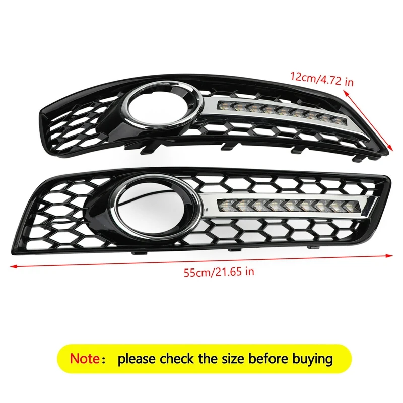 

Pair Front Bumper LED Fog Light Grill Lamp Trim Fits For 2008-2013 - A3 8P0807682J / 8P0807681AA