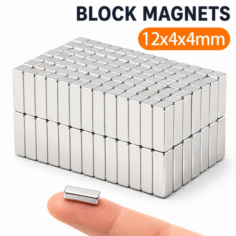 12x4x4mm Square Strong Magnets Powerful Neodymium Magnetic Bars Rectangular Magnet for Fridge Crafts Industrial Tool Storage