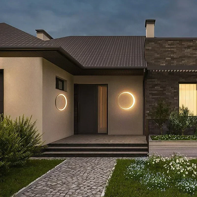 Lampu LED dekorasi rumah, lampu dinding bulan Modern luar ruangan tahan air teras masuk taman halaman kamar tidur seni