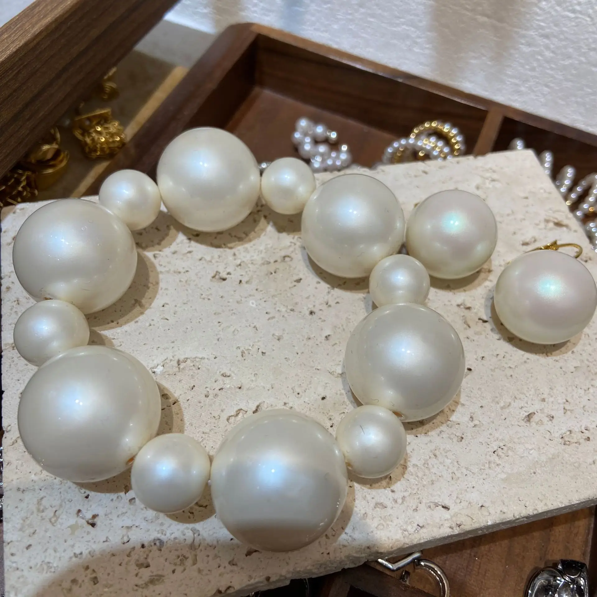 French Exquisite Handmade Pearl Beaded Bracelet Earring Women Girls Brithday Party Fashion Jewelry Gifts