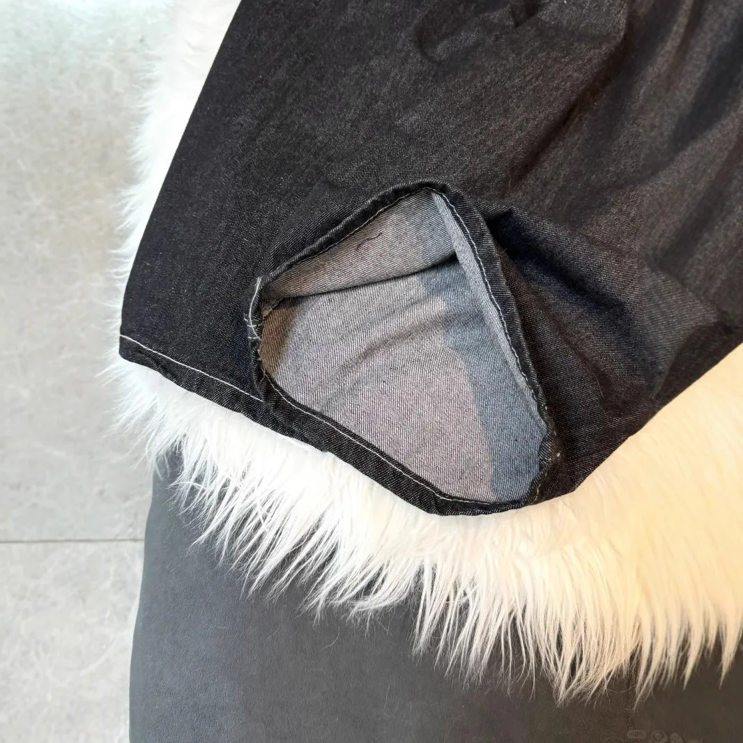 Jeans da strada retrò americani di grandi dimensioni, nuovi pantaloni a gamba larga larghi e versatili con stampa a linea retta e design ricamato