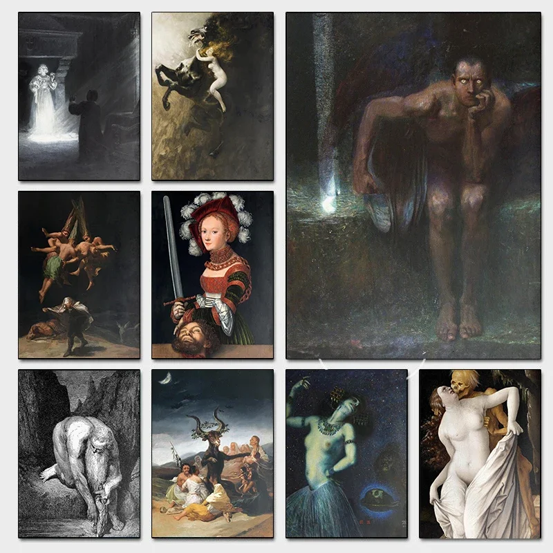 Gustave Dore Occult Divine Comedy Art Posters Gothic Death and The Woman Prints Canvas Painting Wall Pictures Home Room Decor