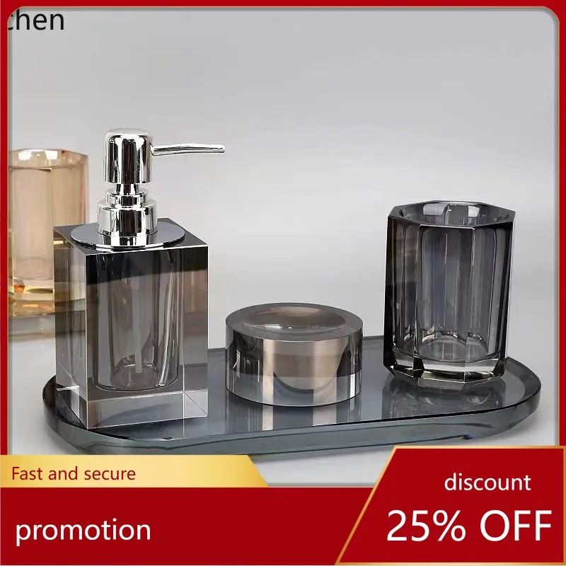 

Zml crystal bathroom four-piece set: soap dish, shower gel dispenser,, and bottle/jar – bathroom decorative ornaments